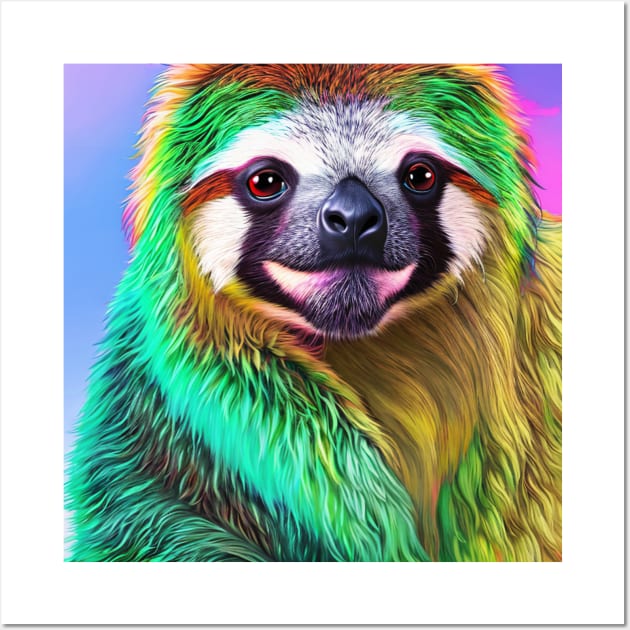 Rainbow Sloth T-Shirt: Colorful and Cute Shirts for Sloth Lovers Wall Art by PreDope